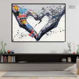 Art mural cœur, style street art contemporain