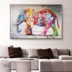 Tableau street art éléphant coloré et moderne