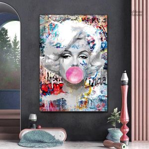 Tableau street art femme moderne en couleurs vives