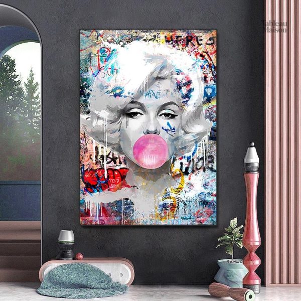 Tableau street art femme moderne en couleurs vives