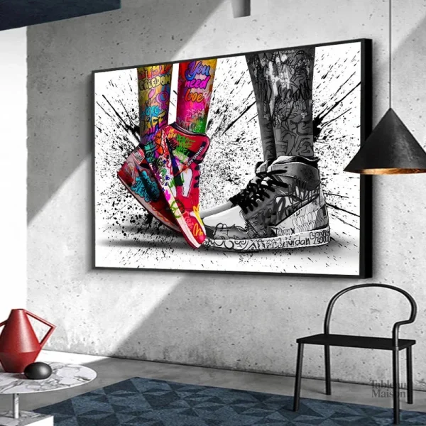 Art mural inspiré par Jordan, couleur vive et dynamique