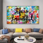 Tableau Street Art "Life is Beautiful" en couleur vive
