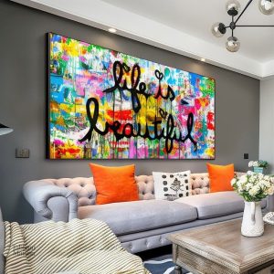 Tableau moderne représentant la beauté de la vie en art urbain