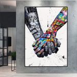 Tableau street art représentant une main stylisée