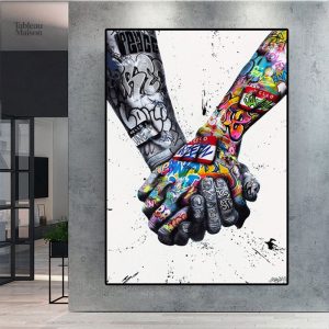 Tableau street art représentant une main stylisée