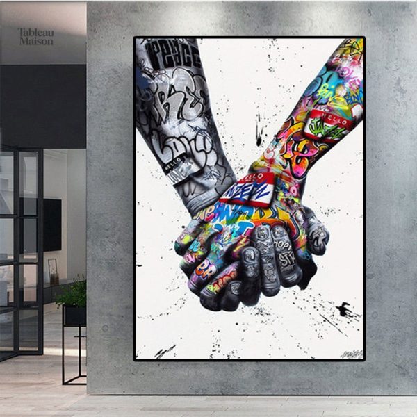 Tableau street art représentant une main stylisée