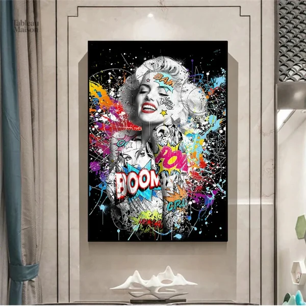 Tableau contemporain de Marilyn en graffiti