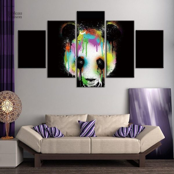Tableau Street art panda en couleurs vibrantes