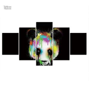 Tableau contemporain avec un panda stylisé, art urbain