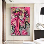 Tableau coloré représentant une panthère rose