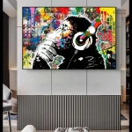 Tableau street art représentant un singe stylisé