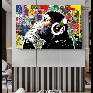 Tableau street art représentant un singe stylisé