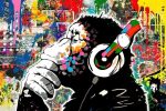 Singe en graffiti sur toile moderne