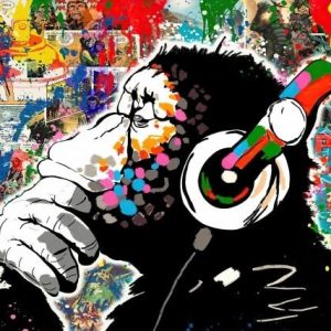 Singe en graffiti sur toile moderne