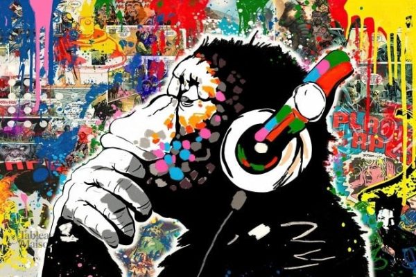 Singe en graffiti sur toile moderne