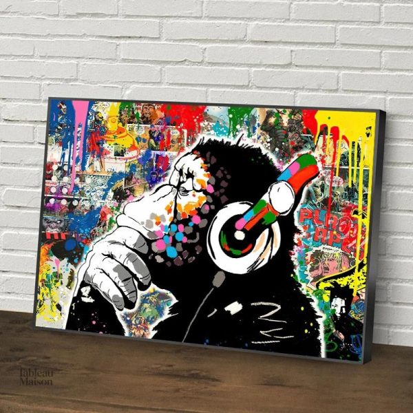Art urbain : tableau de singe coloré