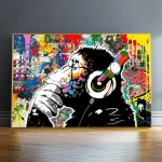 Tableau mural street art avec un singe graphique