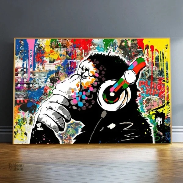 Tableau mural street art avec un singe graphique