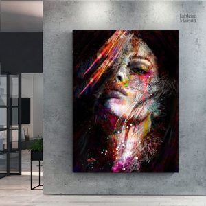 Tableau murale inspiré du street art avec un visage