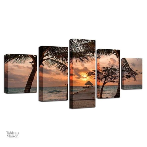 Tableau Sunset en harmonie de teintes orange et violettes