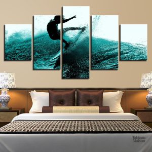Tableau surfeur en couleurs vives pour ambiance marine