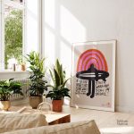 Tableau dynamique avec surfer dans des couleurs vives