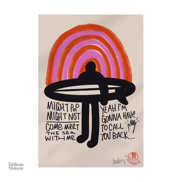Illustration pop art d'un surfeur sur fond vibrant