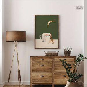 Tableau surréaliste minimaliste Plongeon dans le Café