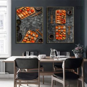 Art mural sushis, ajout coloré à votre décoration culinaire