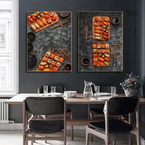 Art mural sushis, ajout coloré à votre décoration culinaire