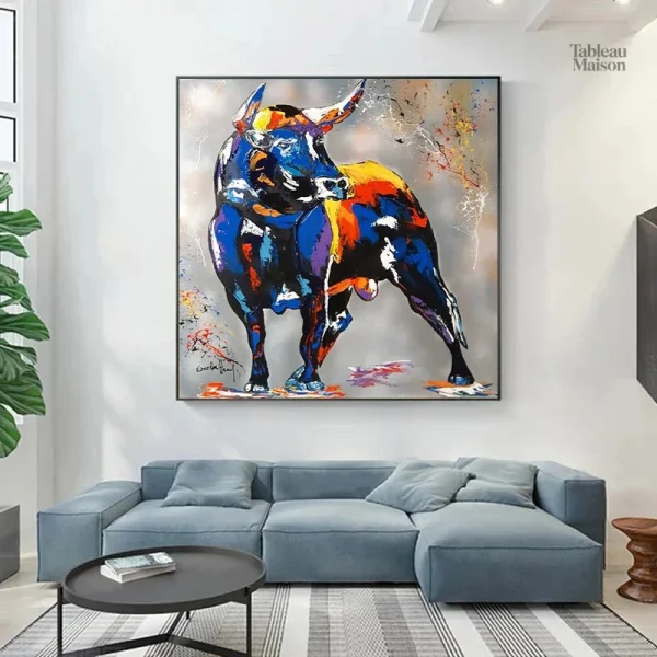 Illustration colorée d'un taureau dynamique et coloré