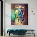Tableau Taureau en couleurs vives et modernes