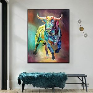 Tableau Taureau en couleurs vives et modernes
