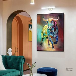 Tableau décoratif avec motif de taureau stylisé