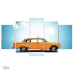 Tableau représentant un taxi new-yorkais sur fond urbain