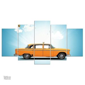 Tableau représentant un taxi new-yorkais sur fond urbain