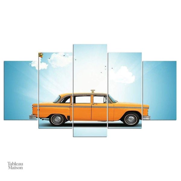 Tableau représentant un taxi new-yorkais sur fond urbain