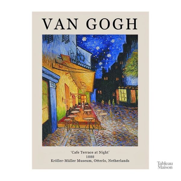 Oeuvre de Van Gogh, ambiance nocturne en terrasse de café