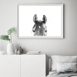 Tableau tête de cheval artistique en peinture murale