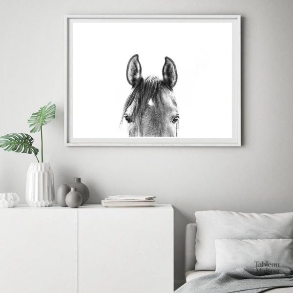 Tableau tête de cheval artistique en peinture murale