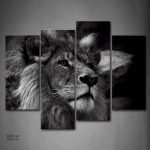 Tableau décoratif tête de lion en art mural