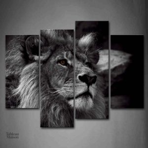 Tableau décoratif tête de lion en art mural