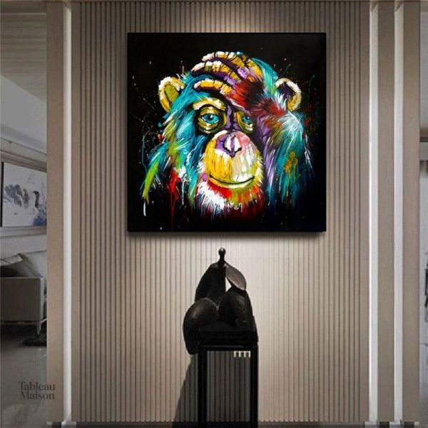 Tableau tête de singe coloré pour décoration murale