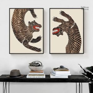 Art japonais représentant un tigre stylisé