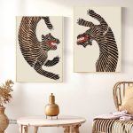 Illustration d'un tigre dans un design japonais