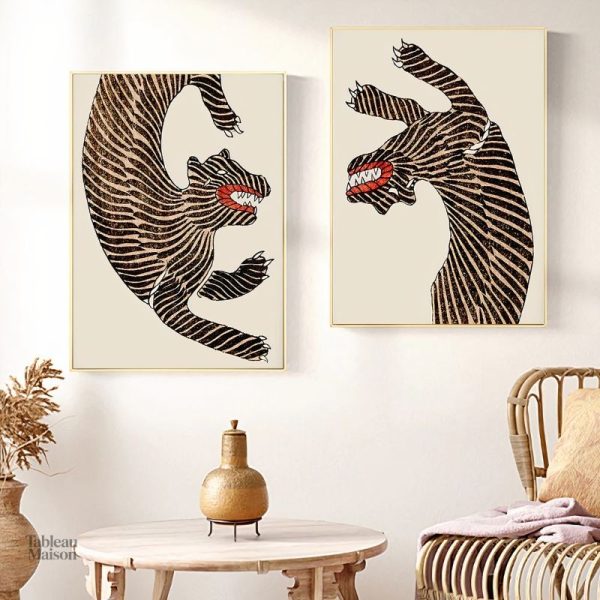 Illustration d'un tigre dans un design japonais