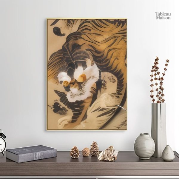 Illustration d'un tigre dans un décor japonais