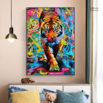 Tigre coloré sur toile, une œuvre moderne pour la décoration