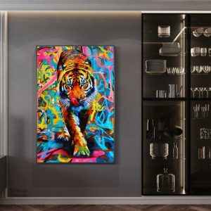 Œuvre d'art multicolore de tigre, ajout de style à votre intérieur
