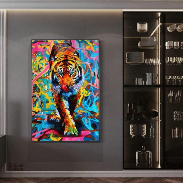 Œuvre d'art multicolore de tigre, ajout de style à votre intérieur